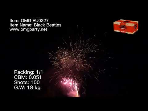 OMG New Design EUO227 100 shots BLACK BEATLES Cakes Fireworks