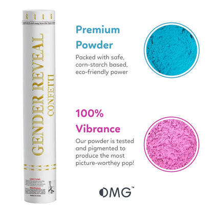 Gender Reveal Confetti Cannon with Gold Foil Design (Eco-Friendly, Corn Powder & Rice Paper Filling, Customizable)