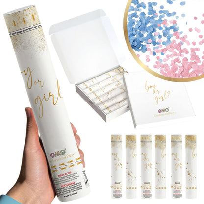 Biodegradable Gender Reveal Confetti Cannon - Corn Powder & Rice Paper Inside
