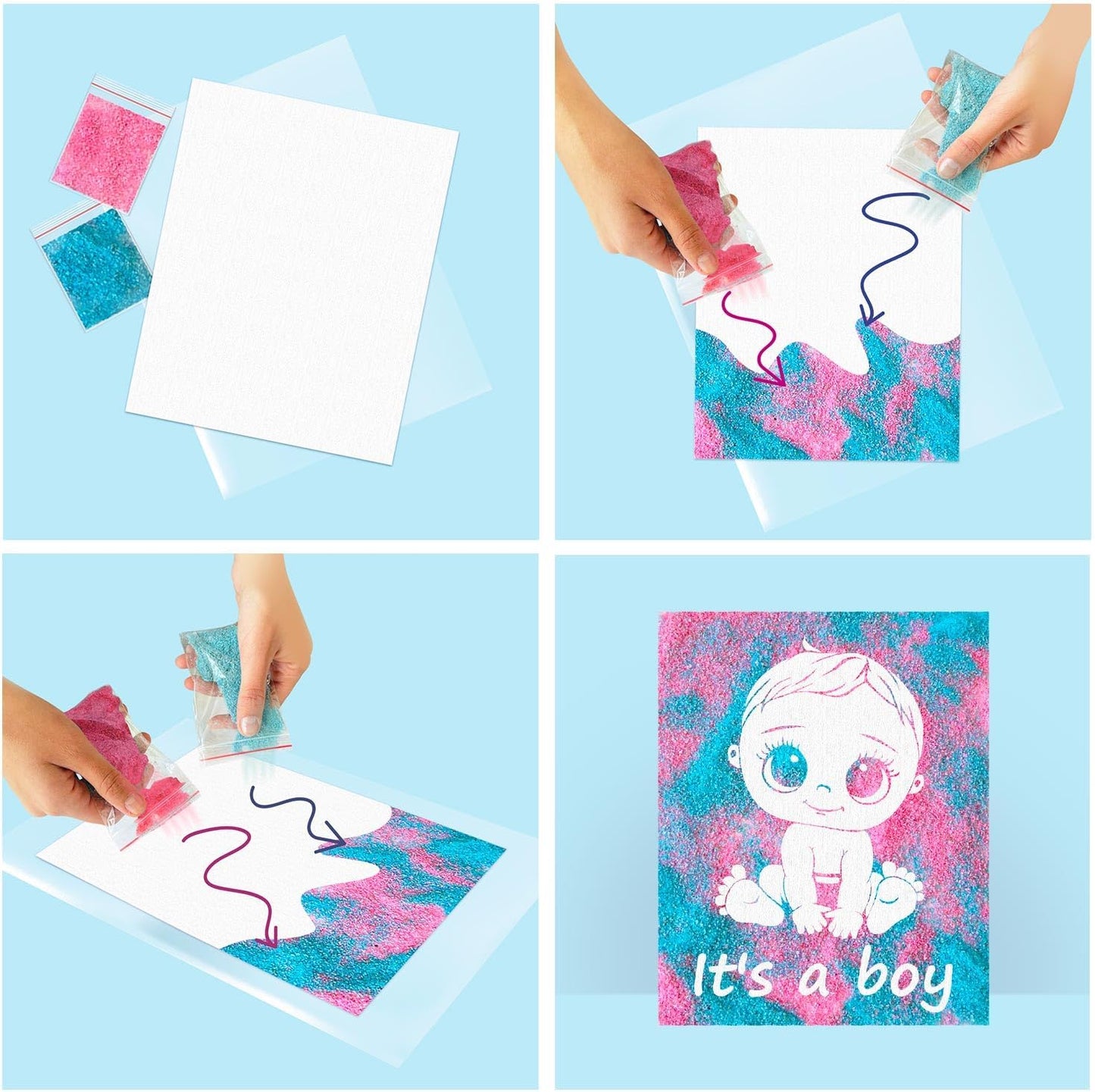 Gender Reveal Exposuring Art Canvas Kit 7.9x9.8 inch
