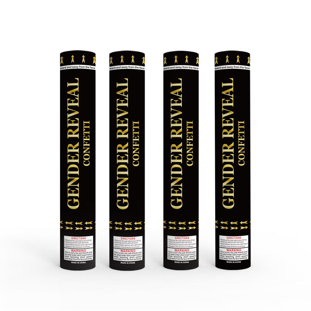 Gender Reveal Confetti Cannon with Gold Foil Design (Eco-Friendly, Corn Powder & Rice Paper Filling, Customizable)