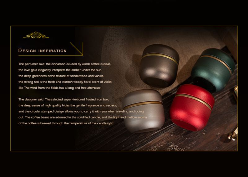 NC0001 Tarro para velas de aromaterapia con forma de grano de café en lata con tapa, regalo romántico, cera de soja con aroma navideño