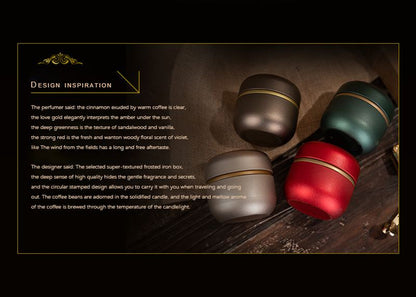 NC0001 Tarro para velas de aromaterapia con forma de grano de café en lata con tapa, regalo romántico, cera de soja con aroma navideño