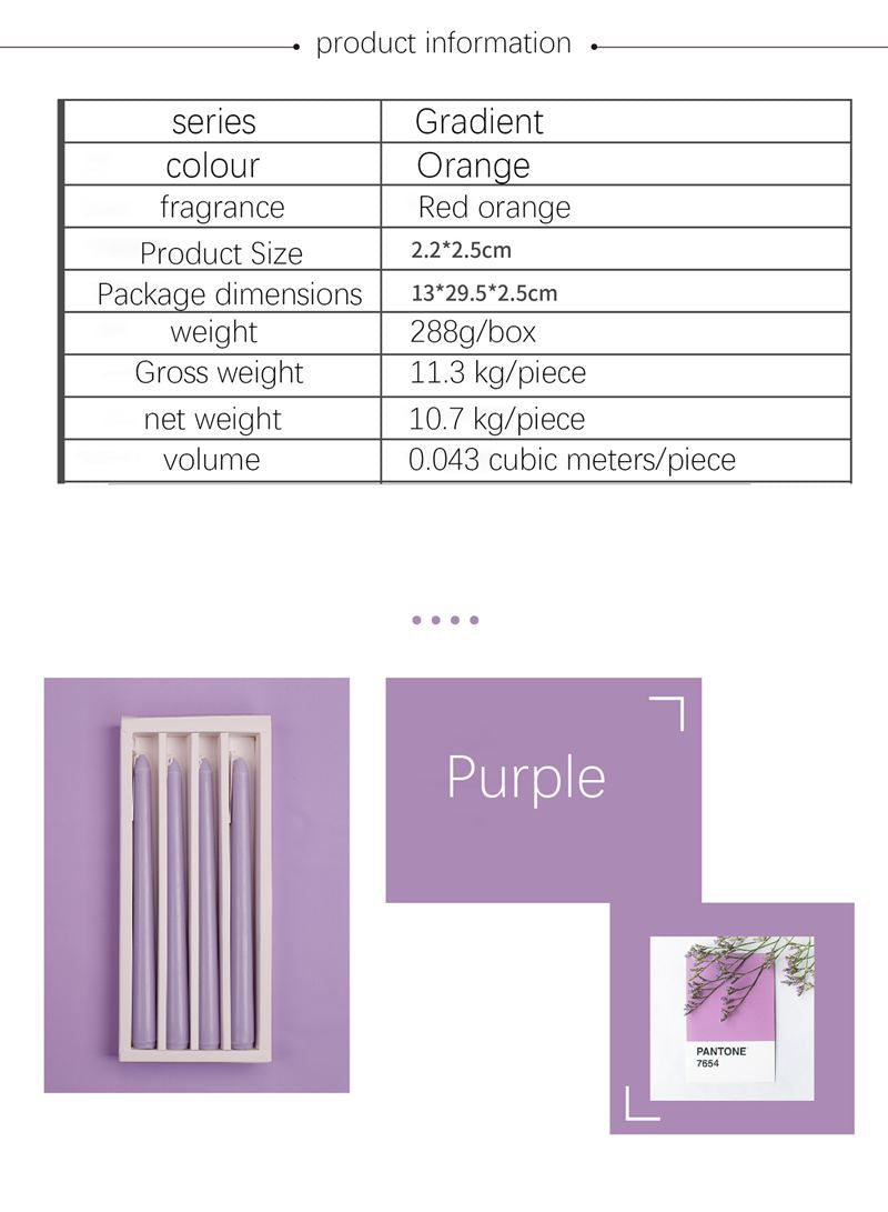 NC0004 Venta al por mayor de fábrica de velas perfumadas creativas, cera de varilla larga, banquete de boda, regalo de vacaciones, vela de cumpleaños al por mayor