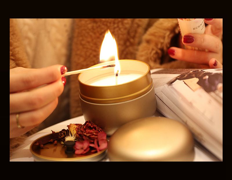 NC0001 Tarro para velas de aromaterapia con forma de grano de café en lata con tapa, regalo romántico, cera de soja con aroma navideño